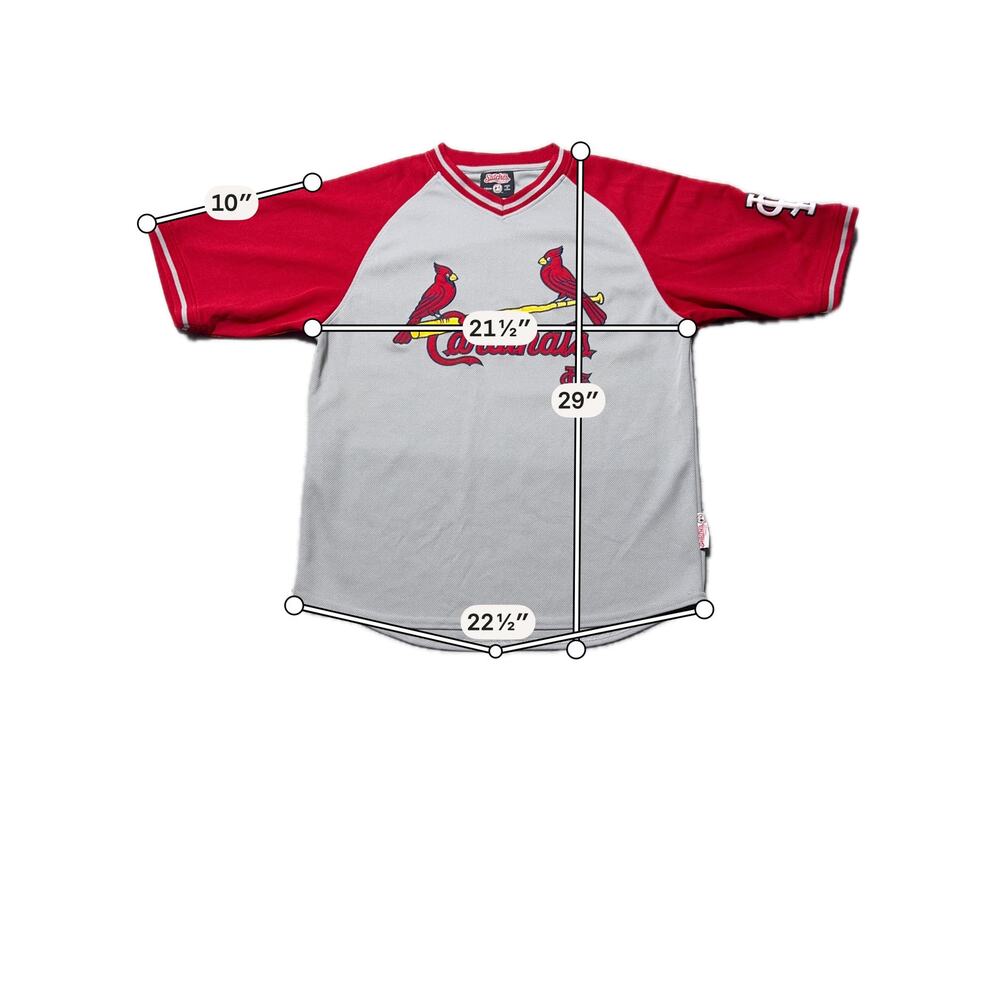 Stitches Baseball Jersey Mens M Gray Red St. Louis Cardinals Logo Short Sleeve - Picture 13 of 14